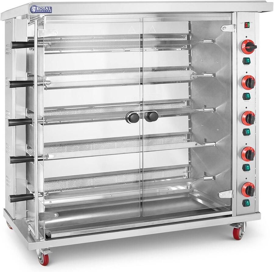 Royal Catering Kippengrill gas 5 spitten met verlichting en wielen