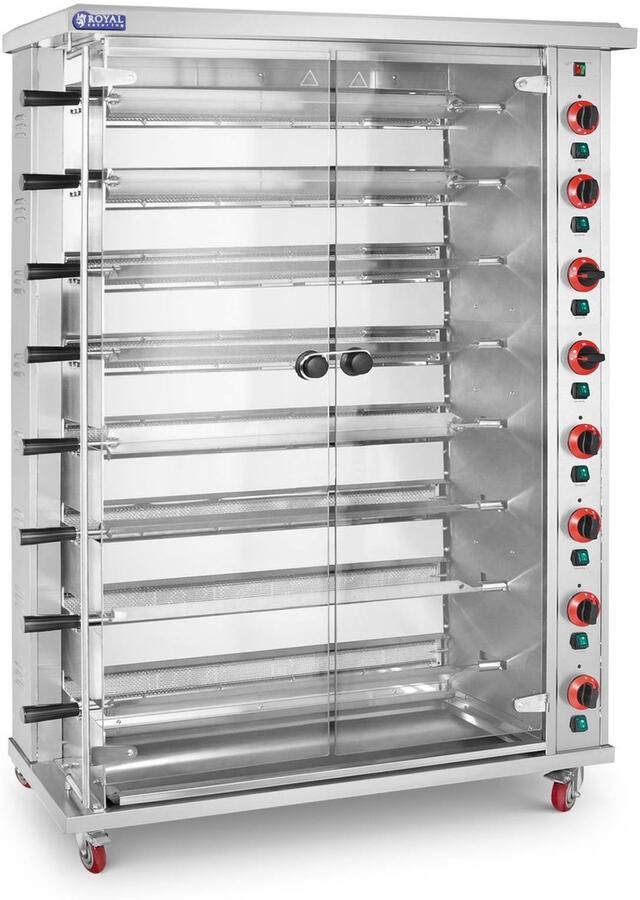 Royal Catering Kippengrill gas 8 spitten met verlichting en wielen