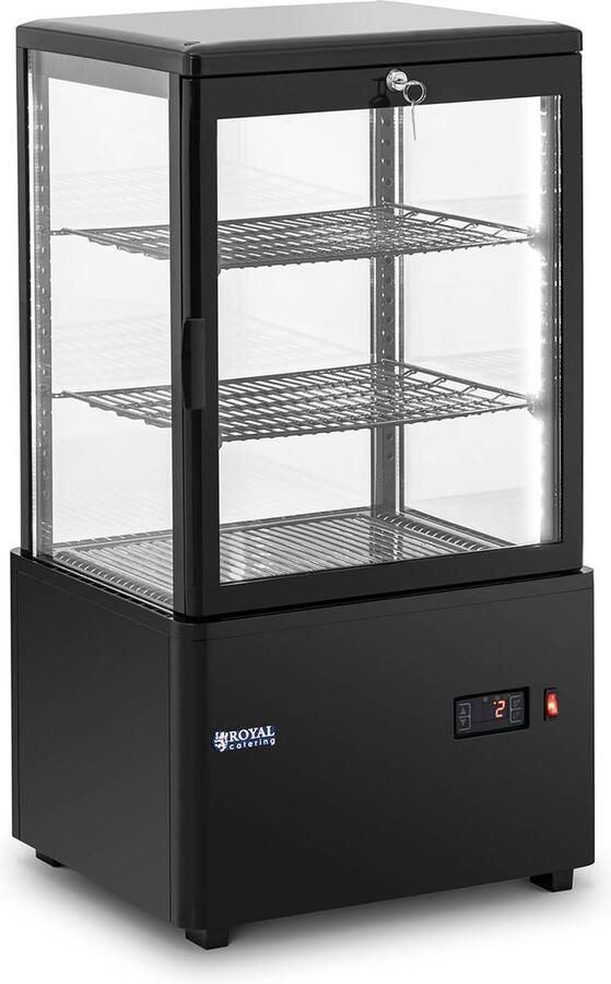 Royal Catering Koelvitrine 58 L 3 niveaus zwart afsluitbaar