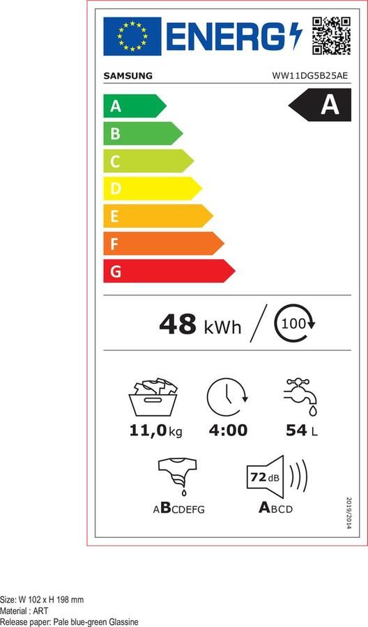 Samsung WW11DG5B25AE wasmachine Voorbelading 11 kg 1400 RPM Zwart