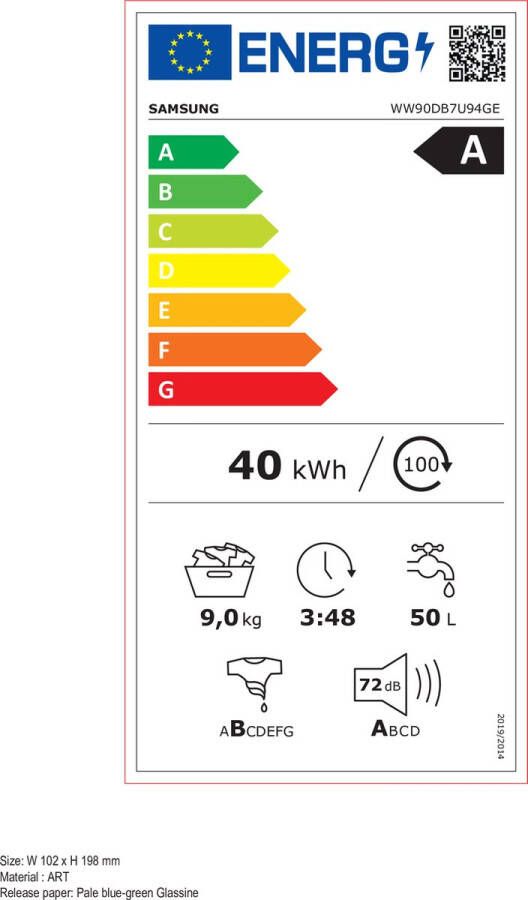 Samsung WW90DB7U94GEU3 wasmachine Voorbelading 9 kg 1400 RPM Wit