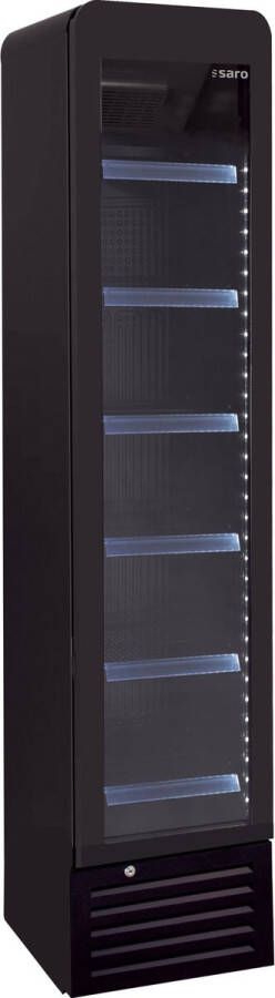 Saro Flessenkoeler DK 134 PRO ROUND – 150L – Smal model – Glasdeur – LED – Energieklasse C – Voor horeca – Bestel direct!