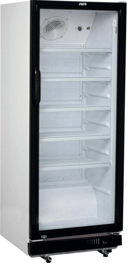 Saro flessenkoelkast| drankenkoelkast GTK 310 zwart wit met glazen deur 310 liter