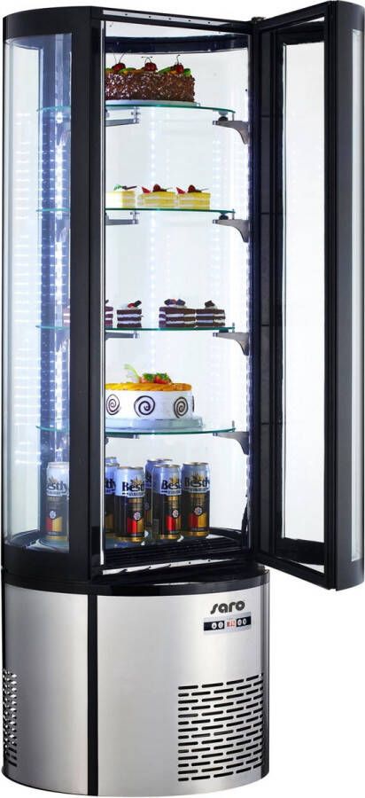 Saro Gebaksvitrine rond H=175cm 5 niveau's Wielen Model FRANZISKA 330-1127
