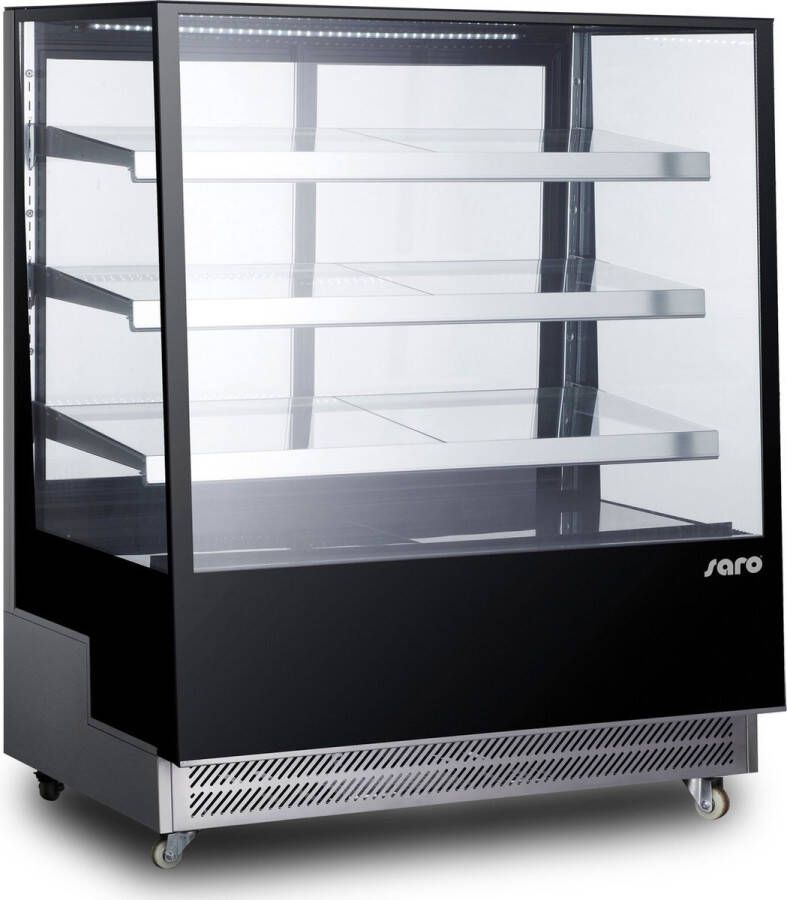 Saro Koelvitrine PATRICIA Groot model Vrijstaand Zwart LED 650 Liter Geforceerde koeling Wielen Dubbel gehard glas