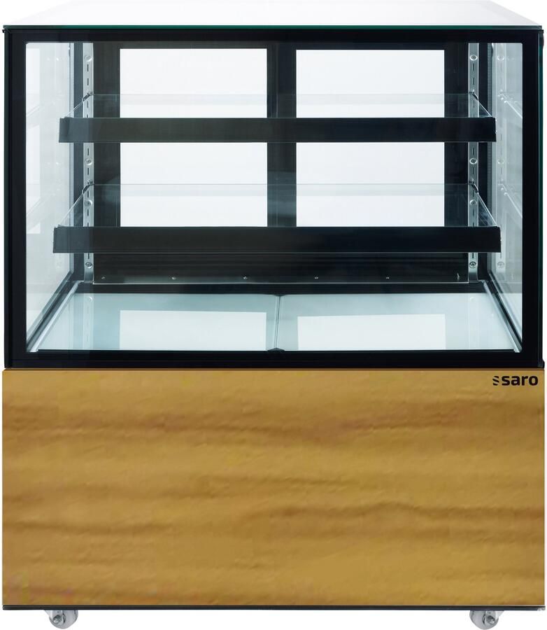 Saro Gebaksvitrine MAXIME 300L RVS LED Verlichting Dubbelzijdig Glas Geforceerde Koeling Horeca Vitrine