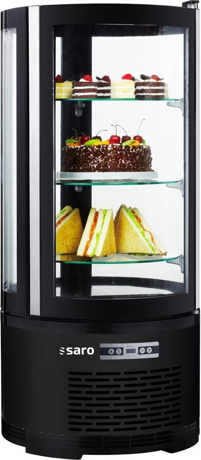 Saro Taartvitrine Zwart MATILDE – 100L Koelvitrine met LED – Voor Gebak & Snacks – Nu Bestellen voor de Horeca!