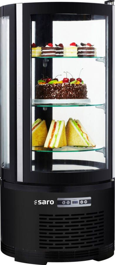 Saro Taartvitrine Zwart MATILDE – 100L Koelvitrine met LED – Voor Gebak & Snacks – Nu Bestellen voor de Horeca!