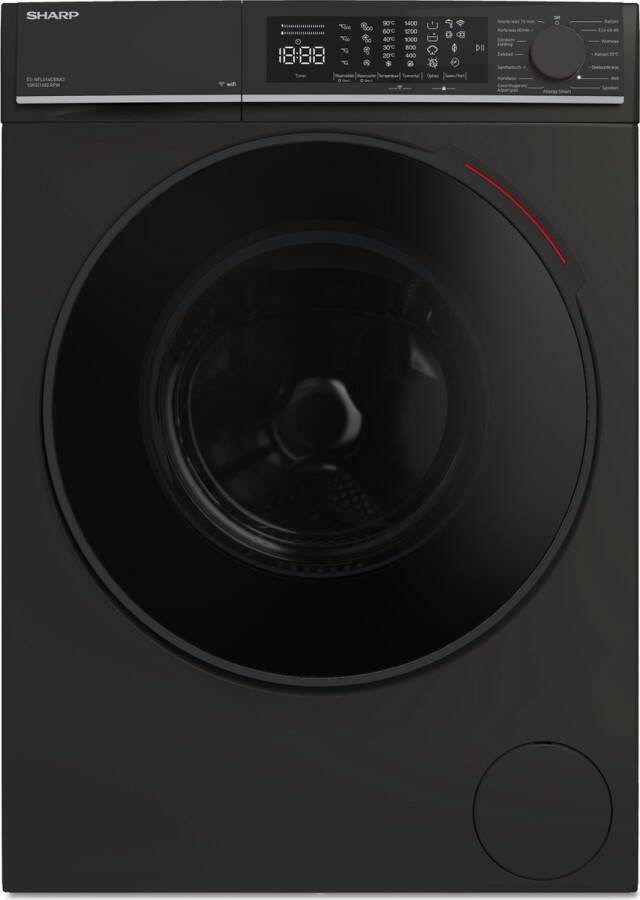 Sharp ESNFL014CBNA2BX wasmachine 10 Kg energie label A 1400 toeren automatisch doseersysteem wifi mat zwart