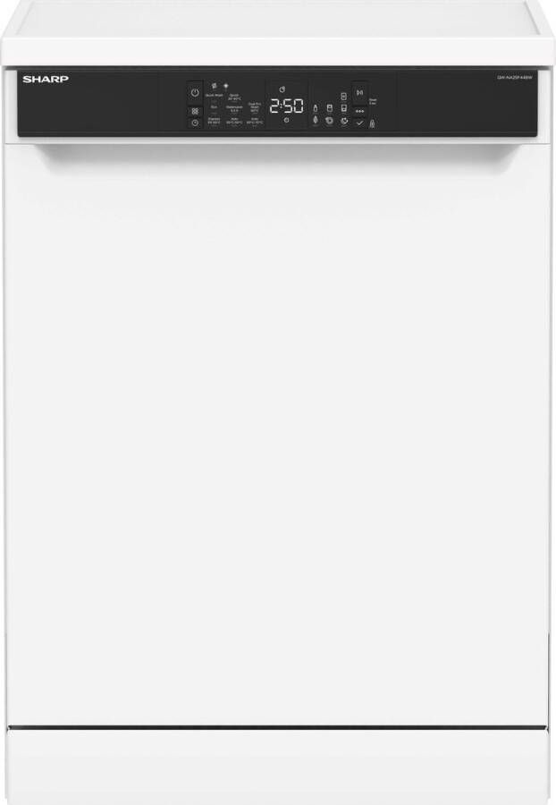 Sharp QWNA25F44BWEU vrijstaande vaatwasser energie klasse B besteklade + topsproeier wit