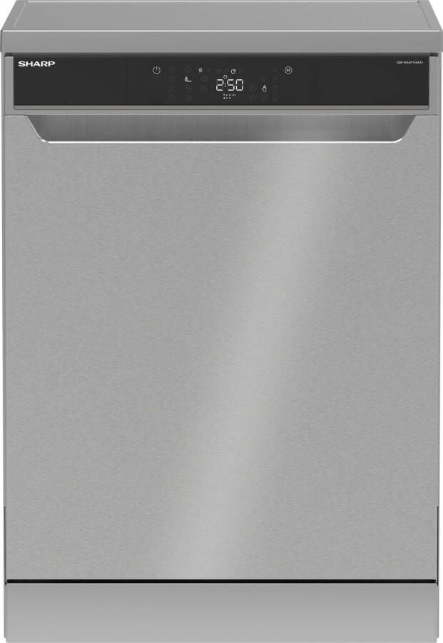 Sharp QWNA4YF44AIEU vrijstaande vaatwasser energie label A 14 couverts besteklade + topsproeier ZILVER
