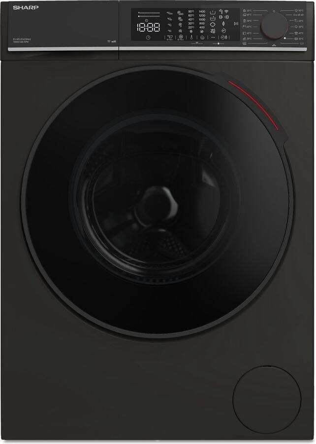 Sharp ESNFL014CBNA2BX wasmachine 10 Kg energie label A 1400 toeren automatisch doseersysteem wifi mat zwart - Foto 3