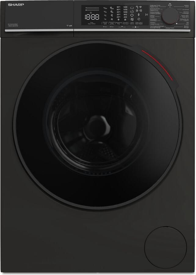 Sharp ESNL014CBA2BE wasmachine 10 kg 1400 rpm energie label A WIFI automatisch doseren mat zwart