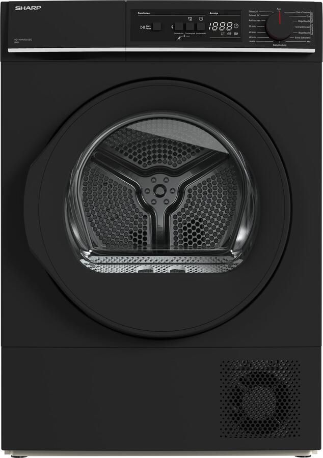 Sharp KDNHA8S6GBCCB- warmtepomp droger – 8 KG – energie label C – 15 programma s – LED trommelverlichting – mat zwart