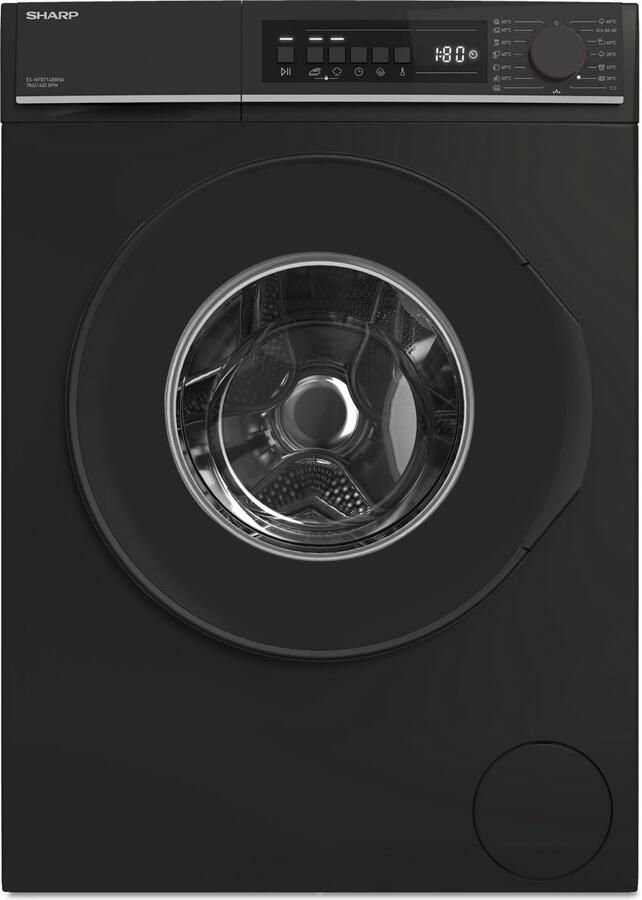 Sharp ESNFB714BBNA wasmachine 7kg-1400 toeren- mat zwart steamwash