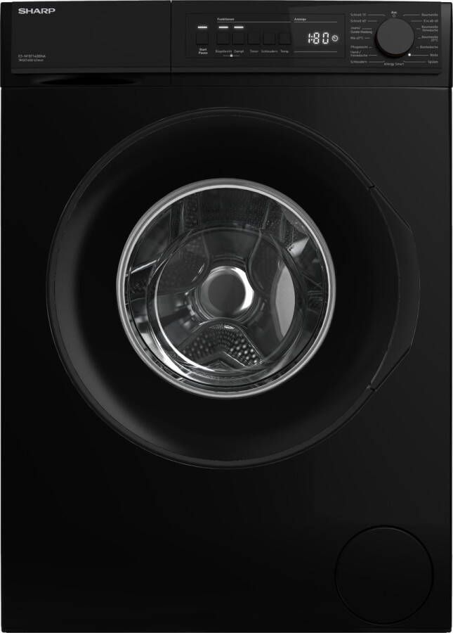 Sharp ESNFB714BBNA wasmachine 7kg-1400 toeren- mat zwart steamwash