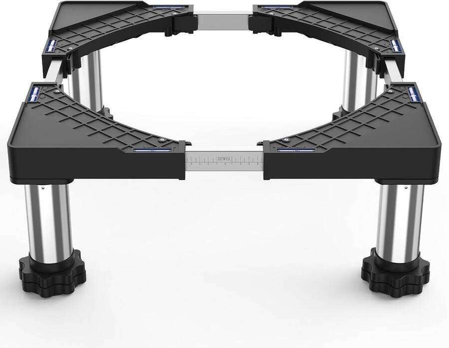 ShopHaven Wasmachine en Koelkast Verhoger Verstelbare Onderstel Drager 44 5-67 cm Breedte & 18-22 cm Hoogte Zwarte Verstevigingsbasis tot 350 kg Geschikt voor Wasmachine Droger Vriezer en Meubels Trillingsdempend & Ruimtebesparend
