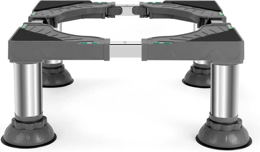 ShopHaven Wasmachine Basis met 4 RVS Zuignappen Draagvermogen Tot 181 kg Verstelbare Breedte 40-62 cm Hoogte 17 7-20 8 cm Stand voor Wasmachine Droger en Koelkast Grijs
