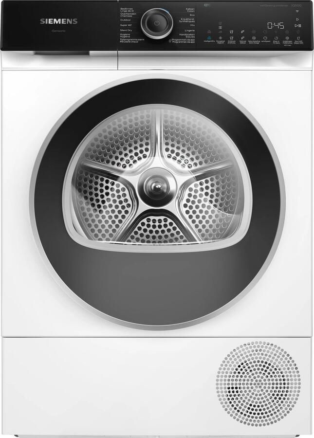 Siemens WQ46H2DEFG iQ500 Wasdroger Warmtepompdroger 9 kg Energielabel B Zelfreinigende condensor blijvend energiezuinig -Home connect