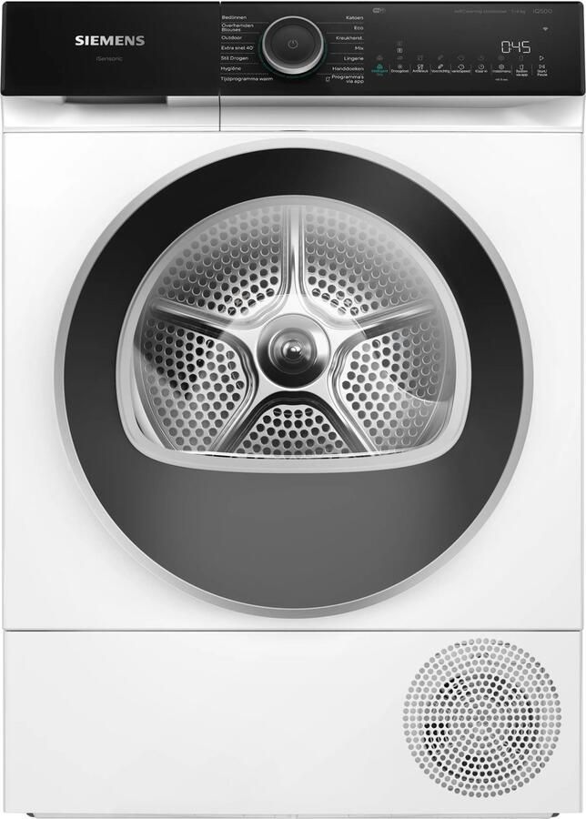Siemens WQ46N2D0NL iQ500 Wasdroger Warmtepompdroger 9 kg Zelfreinigende condensor reinigt automatisch voor blijvende topprestaties en energie-efficiëntie Home Connect Zeer stil Wit