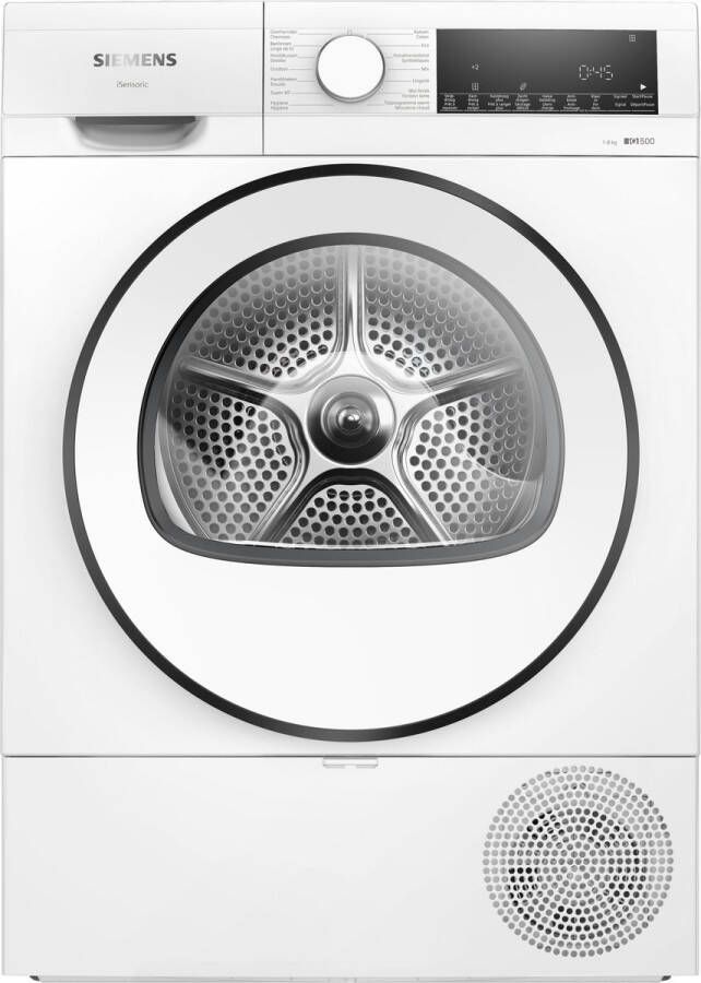 Siemens WQ33G1DEFG iQ500 Wasdroger Warmtepompdroger 8 kg Zelfreinigende condensor Stil NL FR Display