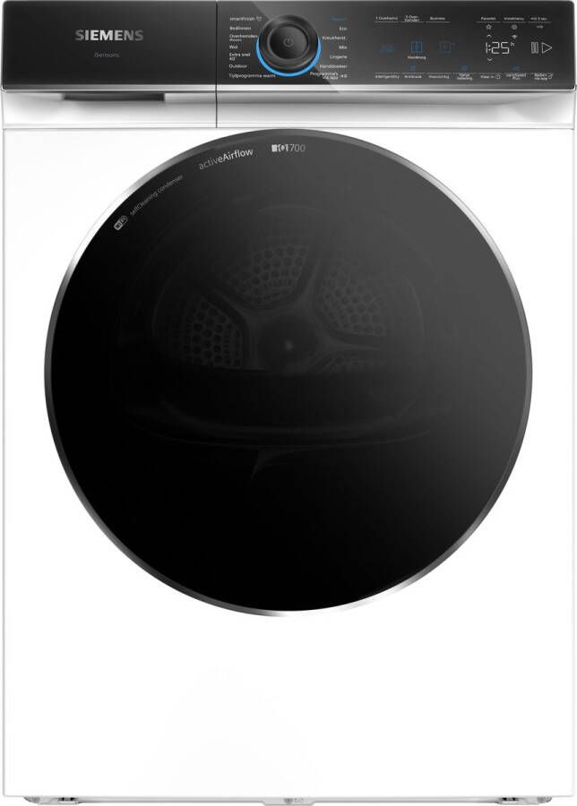 Siemens WR47B2C7NL iQ700 Wasdroger Warmtepompdroger 9 kg Wit SmartFinish vermindert kreukels tot 50% Blijvend energiezuinig met zelfreinigende condensor arioSpeed Plus: verkort de droogtijd met maar liefst 44% Zeer stil