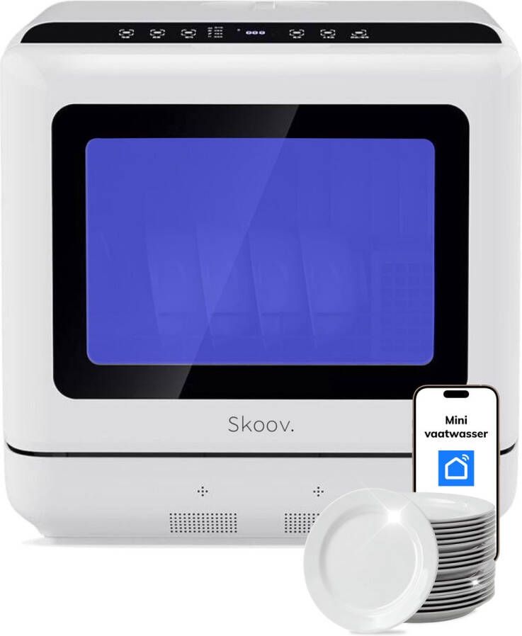 Skoov EcoWasher Vrijstaande Mini Vaatwasser met waterreservoir Met APP 5 Couverts 6 Wasprogramma's Kleine Afwasmachine Dishwasher 45cm Smalle Vaatwasmachine Camping Wit - Foto 4