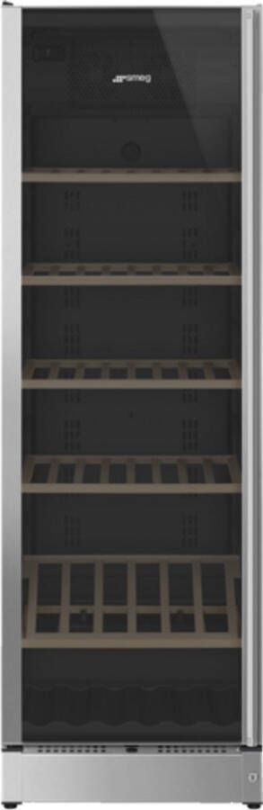 Smeg SCV115GS Wijnklimaatkast 197 Flessen 2 Temperatuurzones Vrijstaand RVS En Glas Linksdraaiend
