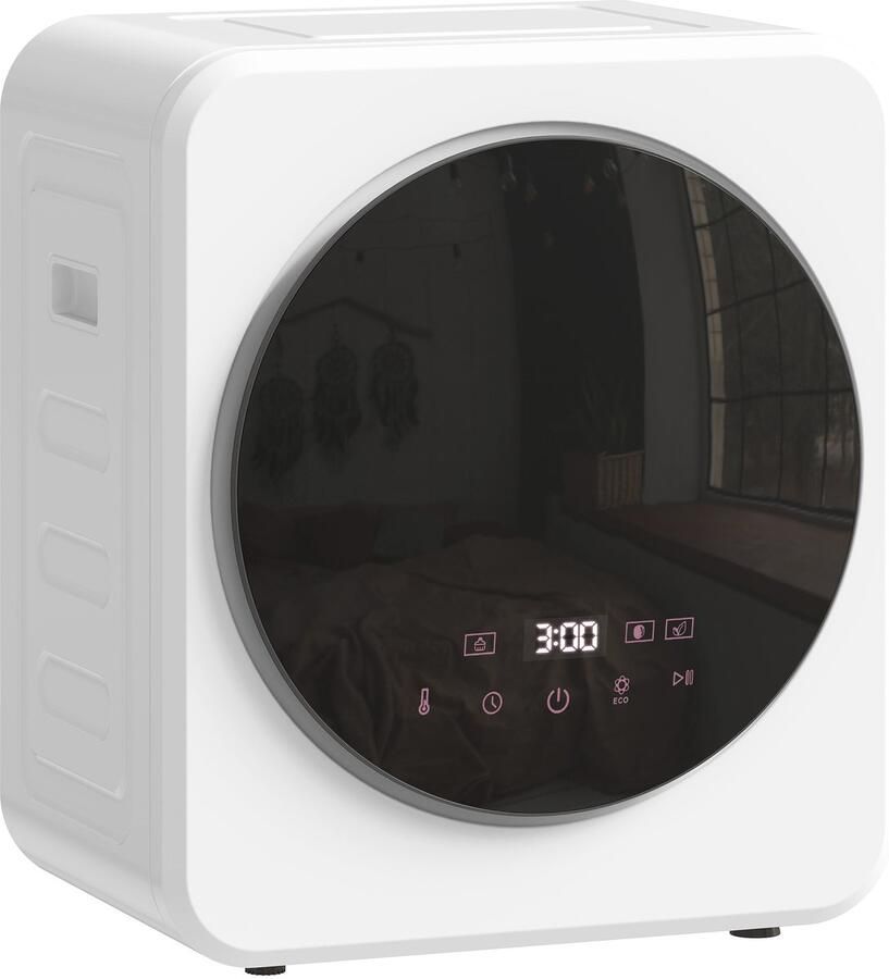 Sogiol Mini Wasdroger 2 5 kg LED display 800W voorlader tot 60℃ stapelbaar wandmontage vrijstaand timer voor thuisgebruik wit