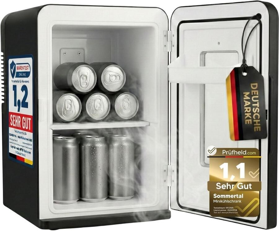 Sommertal KS15 Mini Koelkasten Mini-Koelkast voor Koelen en Verwarmen Inhoud 15L AC voor stopcontact thuis en DC voor Auto 12V stille Bierkoelkast kleine Drankenkoelkast