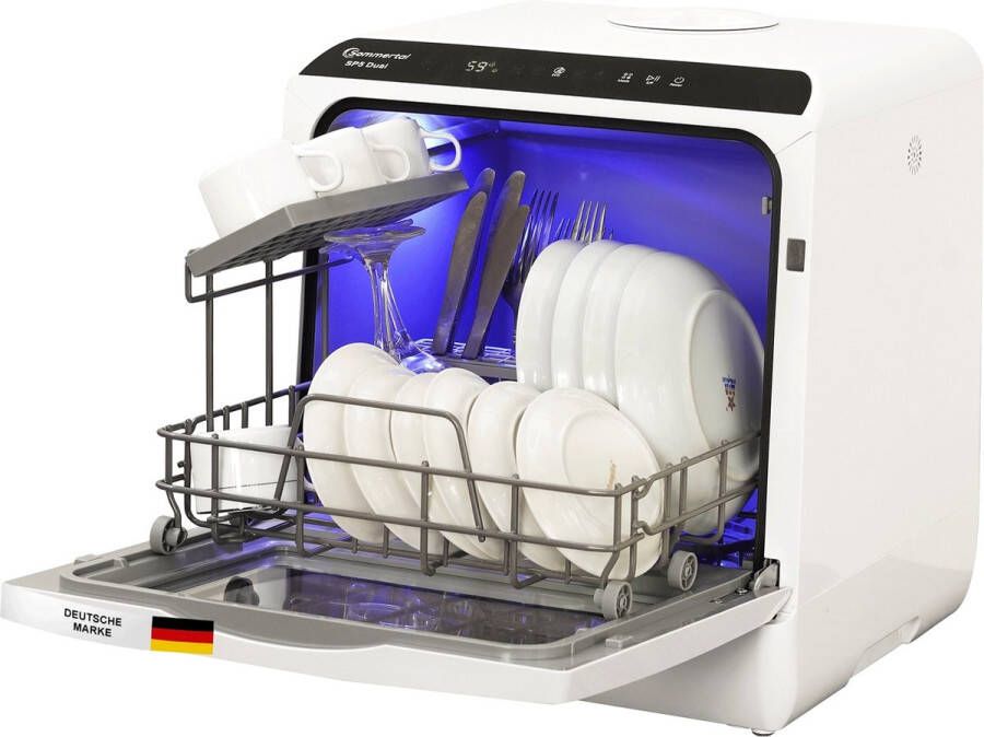 Sommertal SP5 Dual Vaatwasser Mini Vaatwasser of Tafelmodel Vaatwasser met 6 Wasprogramma's 360° Reinigingsdeksel Flexibele Watertoevoer Efficiënt & Milieuvriendelijk
