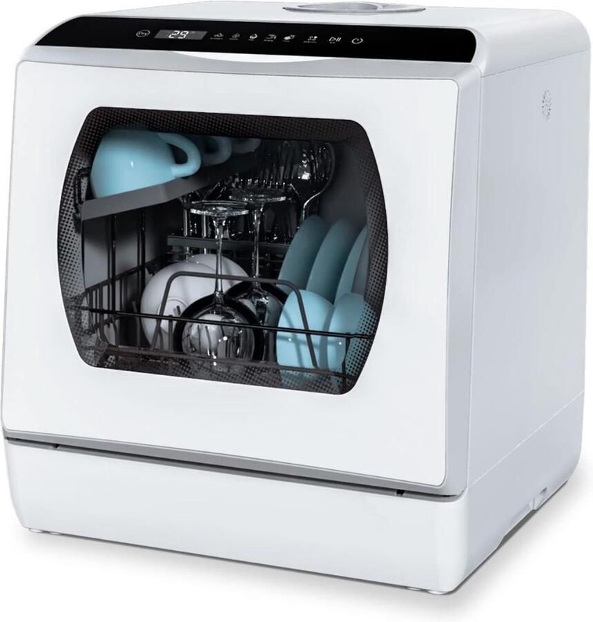SP Mini Vaatwasser Vrijstaande Vaatwasser Afwasmachine Wit 43cm x 43cm x 46cm