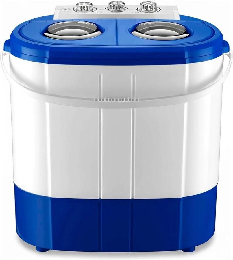 SP Mini Wasmachine Camping Wasmachine Miniwasmachine met Centrifuge Wit Blauw 35cm x 54cm x 57cm