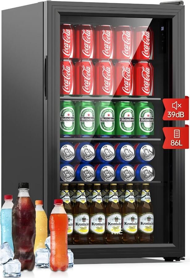 SP Minibar 86L Capaciteit Mini Koelkast Draagbare Koelkast Zwart 48cm x 44cm x 84cm