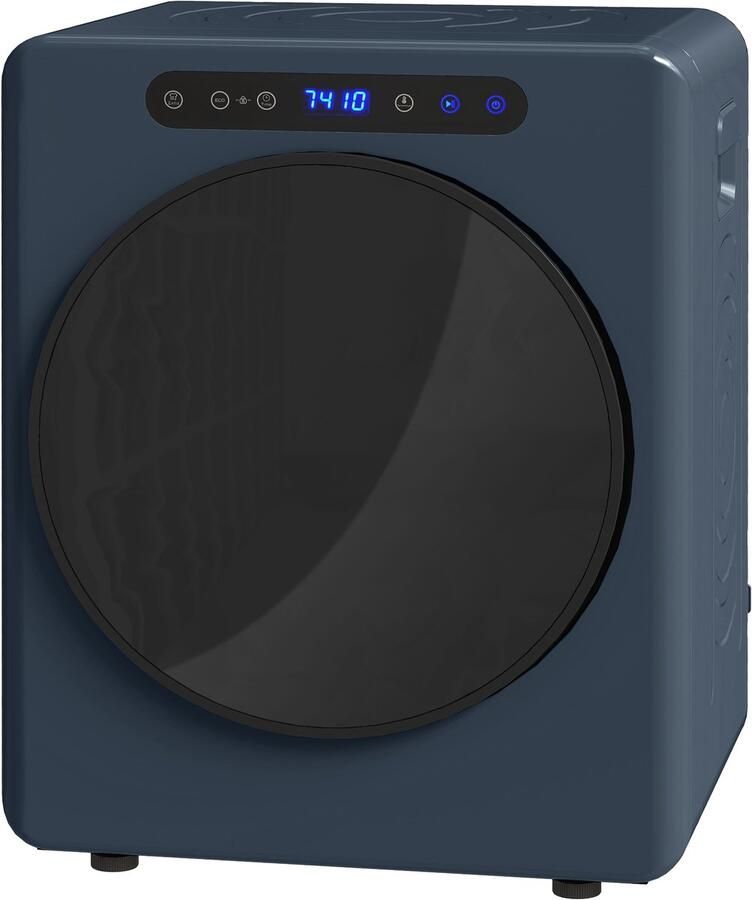 TEKROA 5 kg wasdroger met ventilatie 1000 W compacte vrijstaande wasdroger met voorlader roestvrijstalen trommel timer blauw