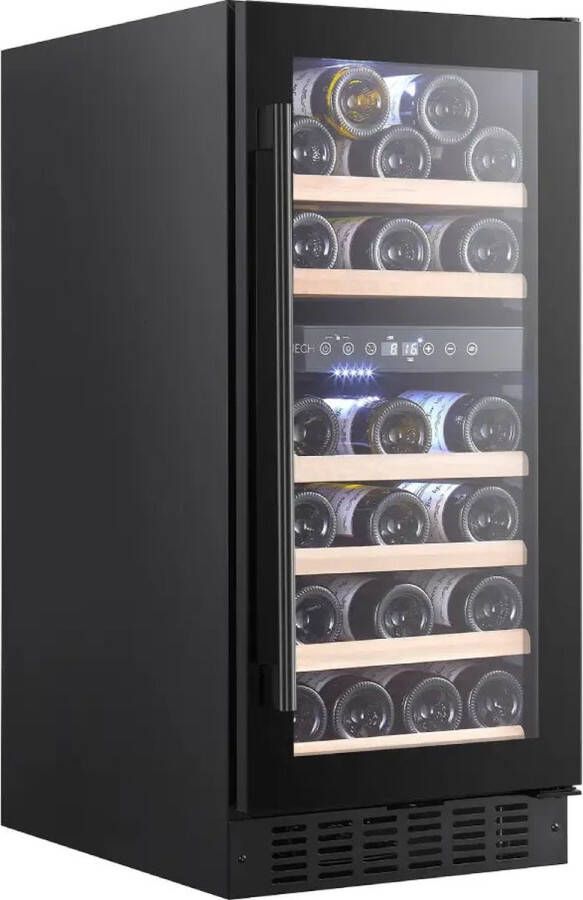 Temptech CLQ38DB Wijnkoelkast voor 32 flessen wijnklimaatkast onderbouw -2 temperatuurzones instelbaar van 5 tot 20°C zwart
