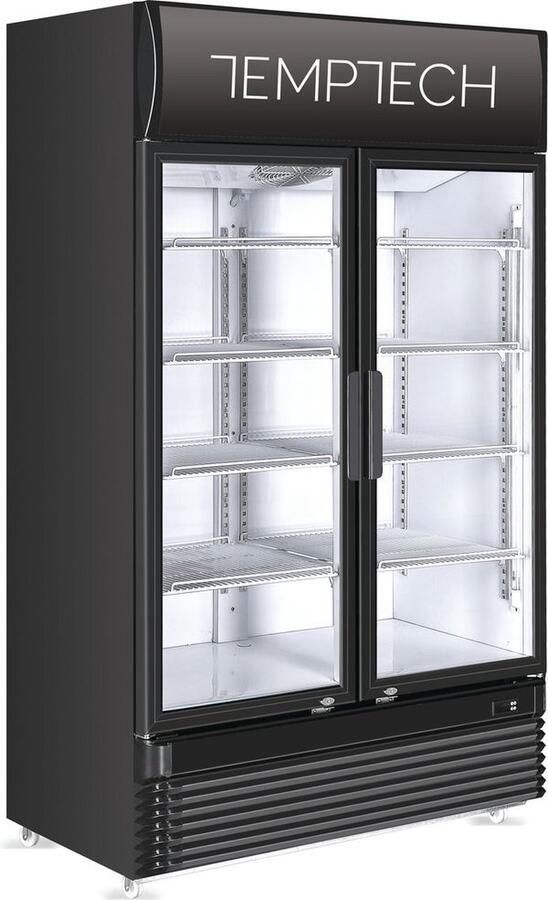 Temptech Koelvitrine met Display 750L Dubbele deuren Metaal Zwart