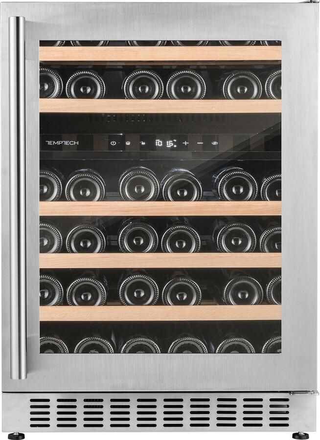 Temptech OX60DX wijnkoelkast 46 flessen 2 zones -zilver