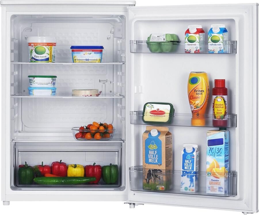 Tomado TLT5501W tafelmodel koelkast energiezuinig 126 liter Zonder vriesvak 55 cm breed Zeer stil: 35 dB Led-verlichting Energielabel C Vrijstaand Wit