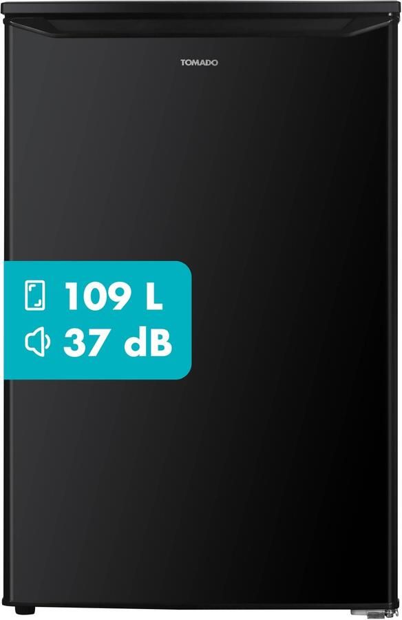 Tomado TRT5501B Tafelmodel koelkast energiezuinig 109 liter Met vriesvak 55 cm breed Stil: 37 dB Led-verlichting Energielabel C Vrijstaand Zwart