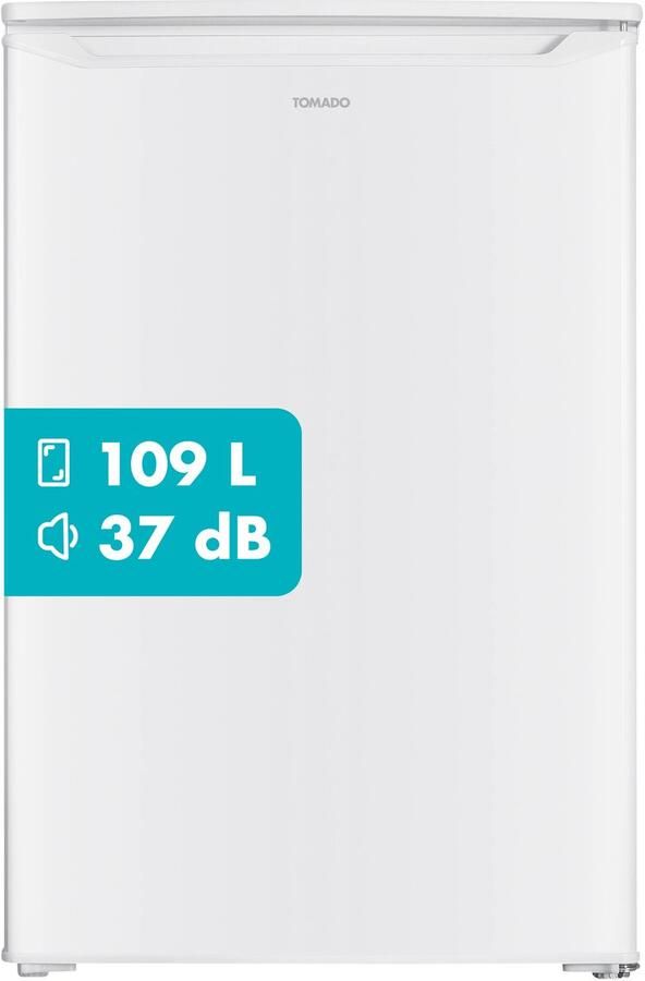 Tomado TRT5501W Tafelmodel koelkast energiezuinig 109 liter Met vriesvak 55 cm breed Stil: 37 dB Led-verlichting Energielabel C Vrijstaand Wit