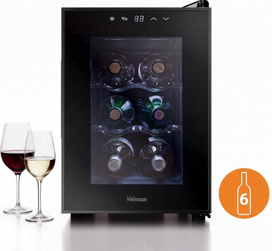 Tristar WR-7506 Wijnkoelkast Drankkoeler – 6 flessen 17 liter LED-display Thermo-elektrisch koelsysteem Zwart - Foto 2