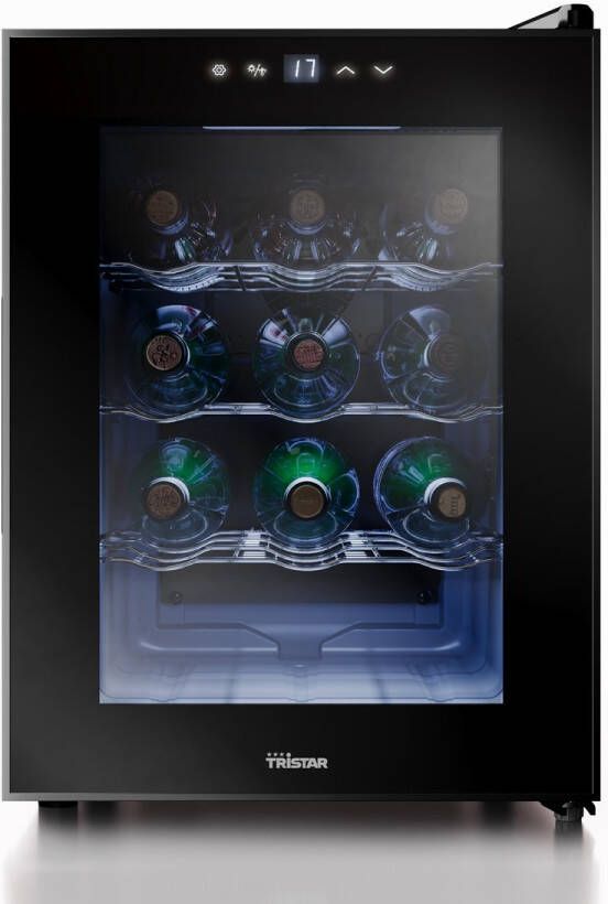 Tristar WR-7511 Wijnklimaatkast – 12 flessen LED-display Wijnkoelkasten Thermo-elektrisch koelsysteem 32 liter Zwart