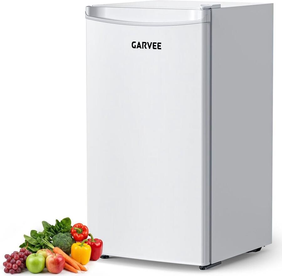 Triumpunpre Mini Koelkast 45L Wit Kleine Koelkast Tafelmodel Stil 41dB Drankenkoeler 5 Standen Thermostaat van 0°C 18°C Koeling Vriezing- Energie Label E Verstelbare Plank Voet voor Appartementen Kantoren Kamperen