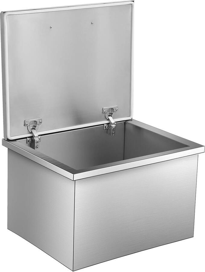 Triumpunpre Roestvrijstalen inbouw-ijskist – 46 7 QT koelbak voor de buitenkeuken met scharnierend deksel afvoerpijp en plug – Ideaal voor het koelen van wijn bier en andere dranken