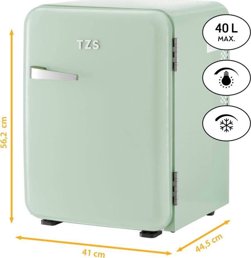 TZS FIRST AUSTRIA Mini koelkast Minibar 40 liter Vrijstaand Volledig stil 22dB Retro Groen - Foto 2