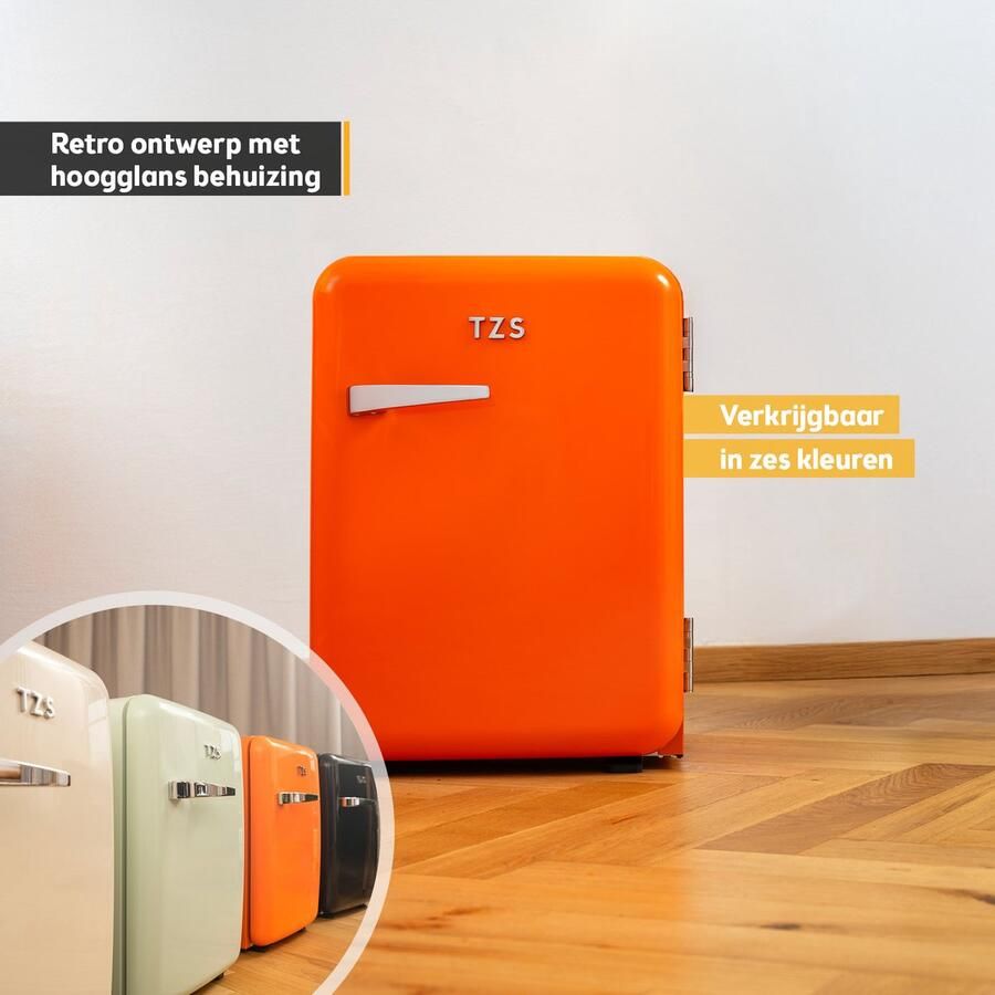 TZS FIRST AUSTRIA Mini koelkast Minibar 40 liter Vrijstaand Volledig stil 22dB Retro Oranje