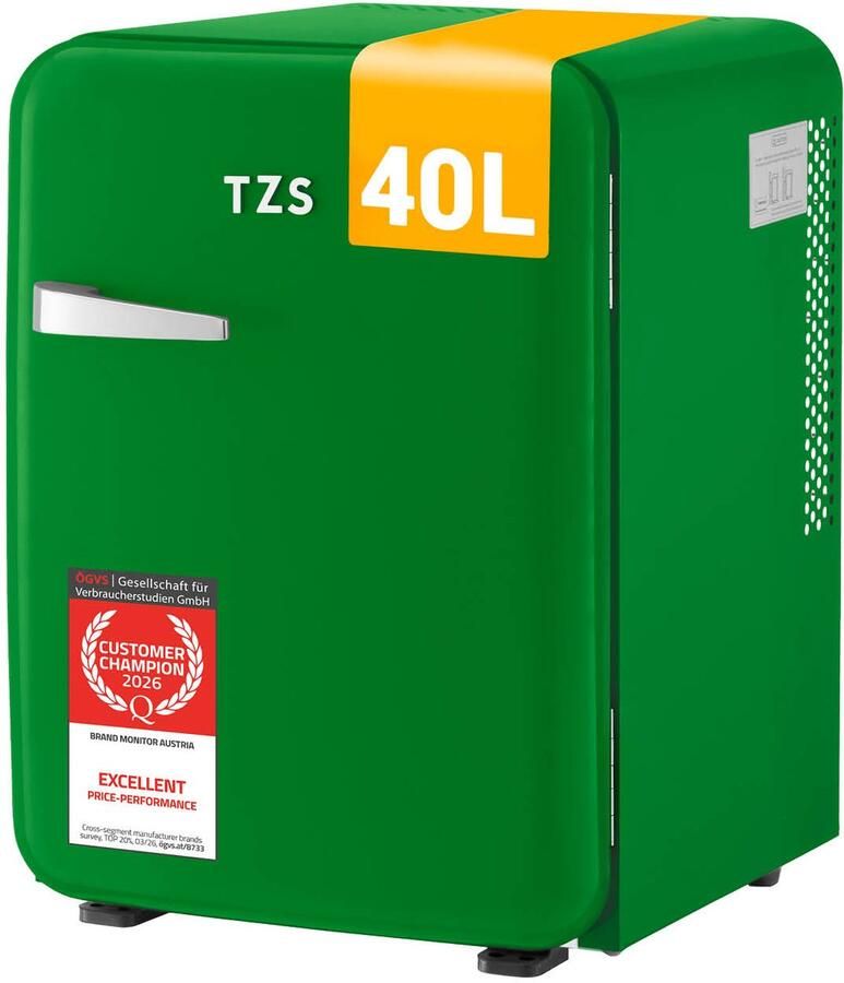 TZS FIRST AUSTRIA Mini koelkast Minibar 40 liter Vrijstaand Volledig stil 22dB Retro Donkergroen