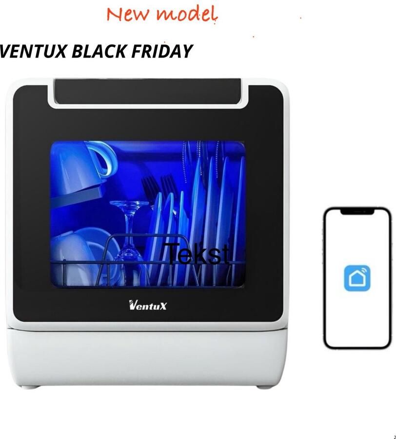 Ventux Mini Vaatwasser Inc.App Camping Vaatwasser Mini Vaatwasser met 8 Programs Kleine Vaatwasser Mini Afwasmachine Portable Vaatwasser Draagbare Vaatwasser Tafelvaatwasser Smalle Vaatwasser - Foto 3