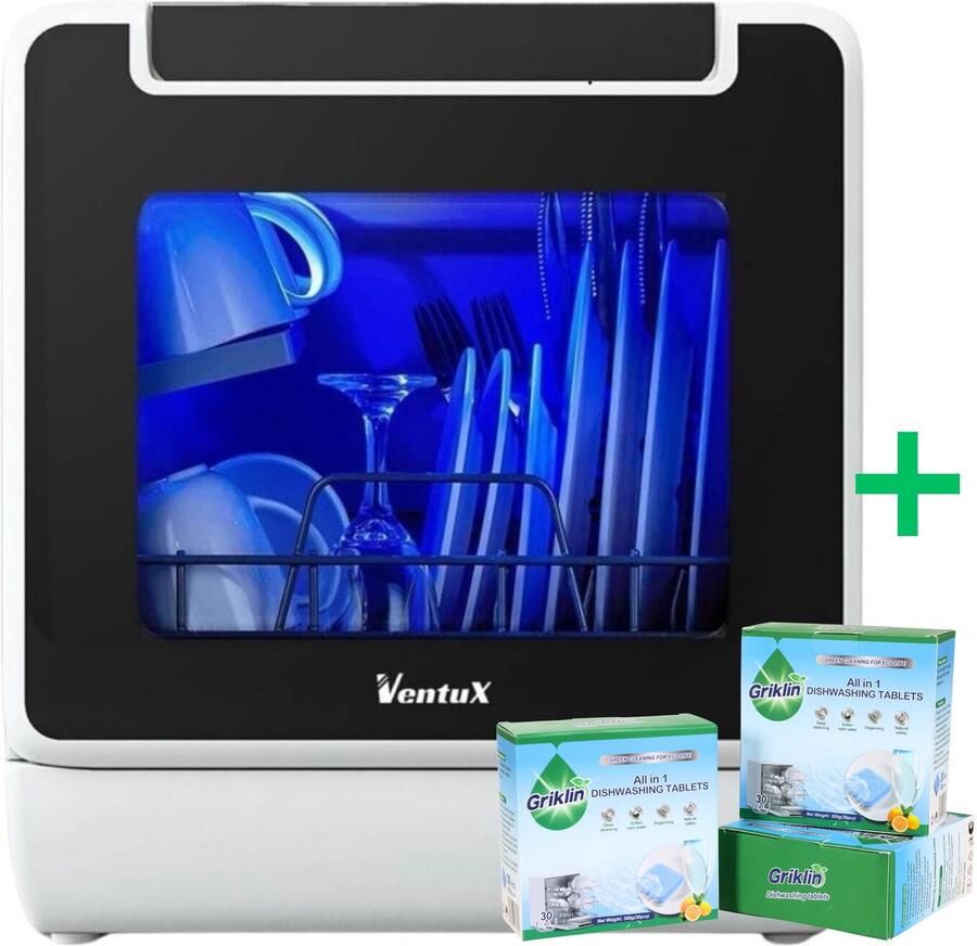 Ventux Mini Vaatwasser Inc.App Camping Vaatwasser Mini Vaatwasser met 8 Programs Kleine Vaatwasser Mini Afwasmachine Portable Vaatwasser Draagbare Vaatwasser Tafelvaatwasser Smalle Vaatwasser - Foto 3